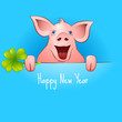 Vector: pig with clover pig with clover