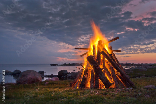 Photo: Bonfire in the Nordic summer night Bonfire in the Nordic summer night