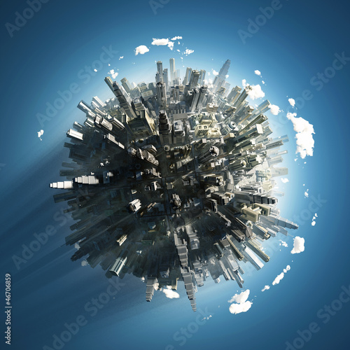 Illustration: big city on small planet big city on small planet
