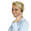 Charming girl with headset having a call