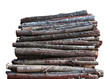 Stacked wood logs isolated on white background
