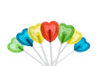 piruletas de colores con forma de corazón