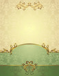 Set Seamless pattern in Victorian style Gold and green colors
