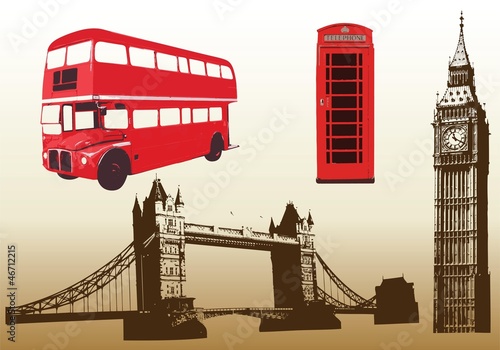 Vector: Vector illustration of the various landmarks of London Vector illustration of the various landmarks of London