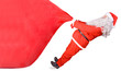 Santa Claus with a big bag on white background