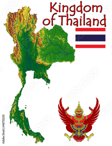 Vector: Thailand Asia national emblem map symbol motto Thailand Asia national emblem map symbol motto