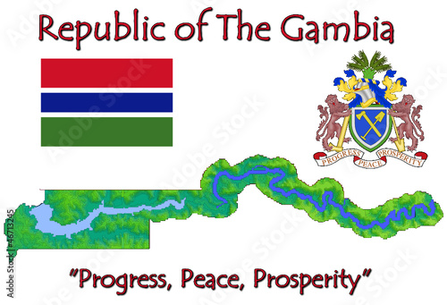 Vector: The Gambia Africa national emblem map symbol motto The Gambia Africa national emblem map symbol motto
