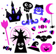 Halloween elements set isolated on white