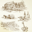 rural landscape, agriculture, old watermill