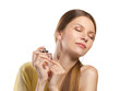 fashion woman  enjoying  perfume