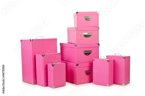 Photo: Pink giftboxes isolated on white Pink giftboxes isolated on white