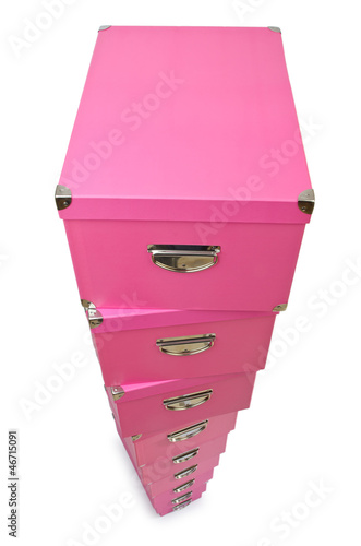 Photo: Pink giftboxes isolated on white Pink giftboxes isolated on white