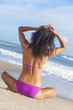 Sexy Woman Girl Sitting Bikini on Beach