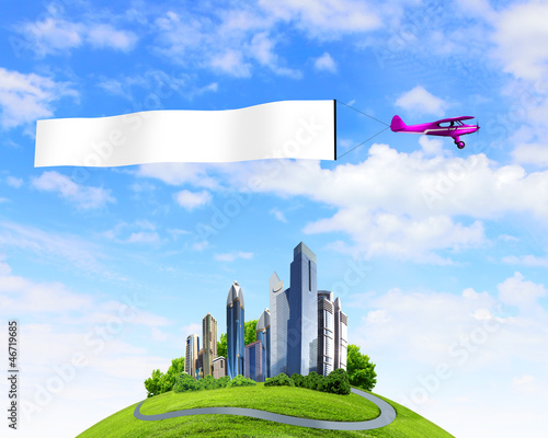 Illustration: Plane and blank place Plane and blank place
