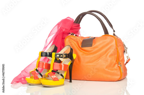 Photo: Woman accessories on white background Woman accessories on white background