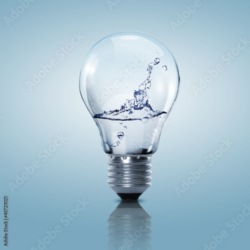 Illustration: Electric light bulb with clean water Electric light bulb with clean water