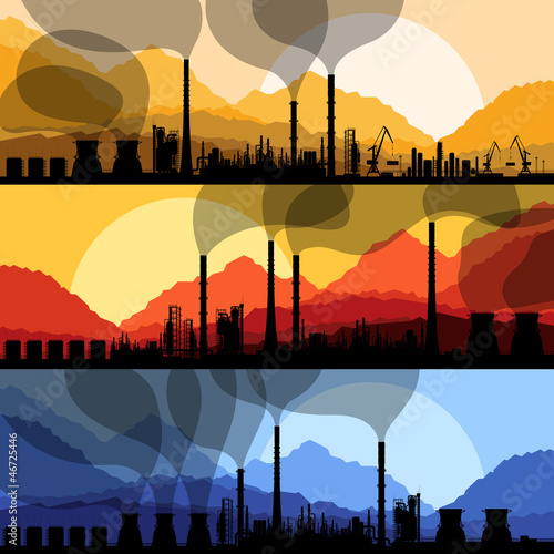 Vector: Oil refinery station background vector Oil refinery station background vector