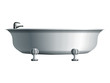 Realistic white bathtub with metal water tap. Eps10