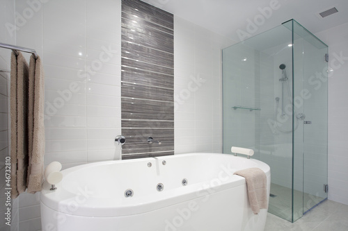 Photo: Shower and bath tub Shower and bath tub