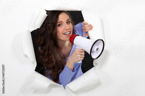 Photo: Woman with a megaphone Woman with a megaphone