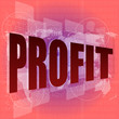 profit word on digital screen with world map - business concept