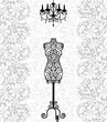 mannequin and chandelier on lace background