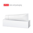 Realistic white tube and packaging.