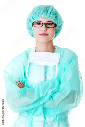 Photo: Portrait of happy young woman doctor Portrait of happy young woman doctor