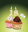 Cupcake mit Geburtstagskerze die Zahl 18