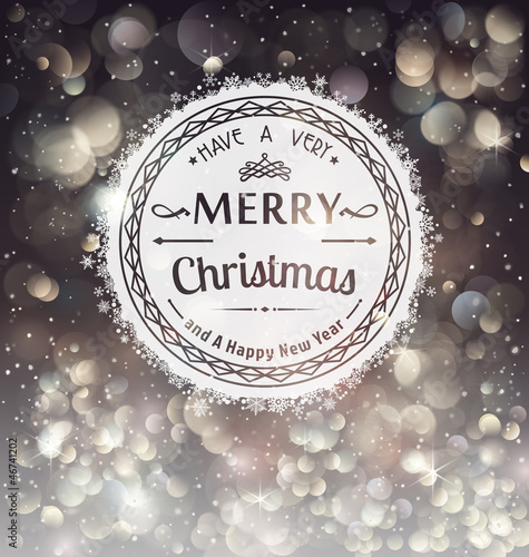 Vector: Retro Badge over Christmas defocused background Retro Badge over Christmas defocused background