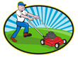 Lawn Mower Man Gardener Cartoon