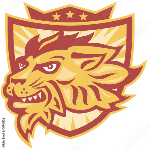 Vector: Lion Mascot Head Shield Lion Mascot Head Shield