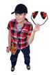 Female carpenter holding hearing protection