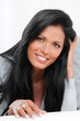 Happy relaxing woman smiling