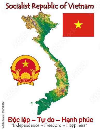 Vector: Vietnam Asia national emblem map symbol motto Vietnam Asia national emblem map symbol motto