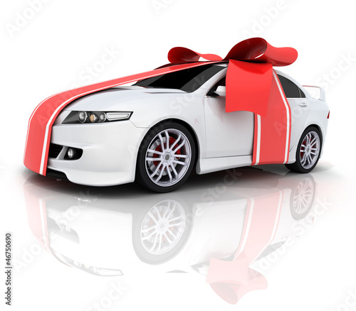 Illustration: Car and red ribbon Car and red ribbon