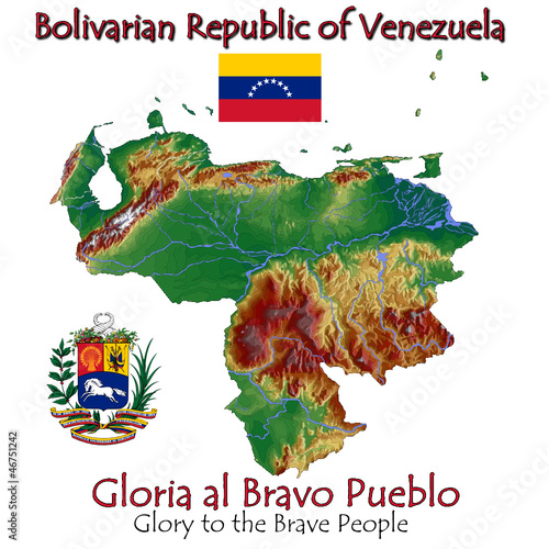 Vector: Venezuela South America national emblem map symbol motto Venezuela South America national emblem map symbol motto