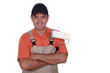 Man holding a paint roller