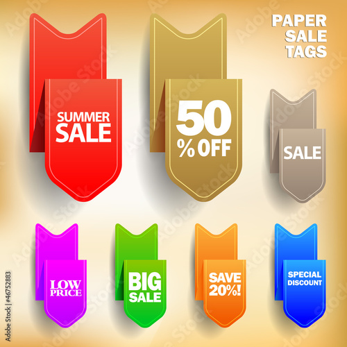 Vector: Vector paper sale tags Vector paper sale tags