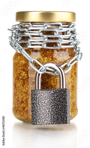 Photo: Secret ingredient with chain and padlock isolated on white Secret ingredient with chain and padlock isolated on white