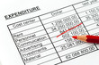 Zahlen einer Statistik mit Rotstift. Amerikanisch.