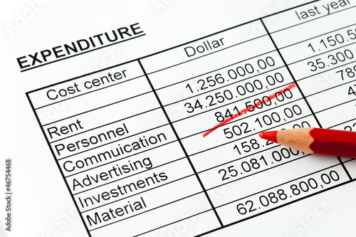 Photo: Zahlen einer Statistik mit Rotstift. Amerikanisch. Zahlen einer Statistik mit Rotstift. Amerikanisch.