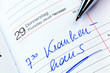 Eintrag im Kalender: Krankenhaus