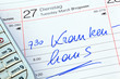 Eintrag im Kalender: Krankenhaus