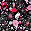 Vektor: Flower texture with birds Flower texture with birds