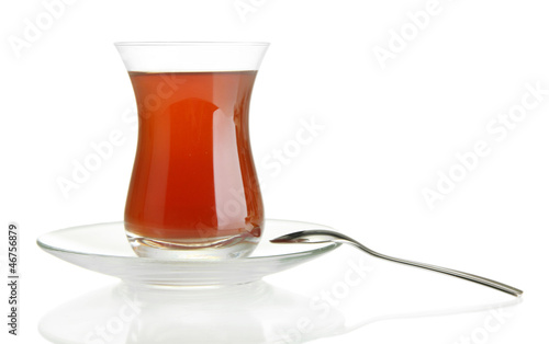 Photo: glass of Turkish tea, isolated on white glass of Turkish tea, isolated on white