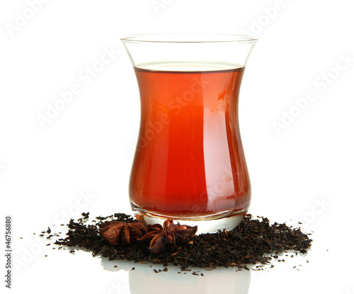 Photo: glass of Turkish tea, isolated on white glass of Turkish tea, isolated on white