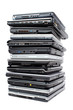 Pile of old used laptop computers for recycling