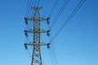 Photo: High voltage power lines and blue sky High voltage power lines and blue sky