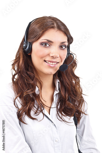 Photo: Phone operator in headset Phone operator in headset